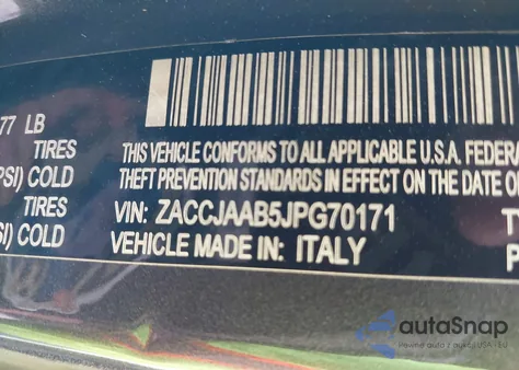 2018 Jeep Renegade Sport Fwd z USA, uszkodzony, nr VIN ZACCJAAB5JPG70171